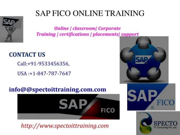 SAP FICO ONLINE TRAINING IN INDIA