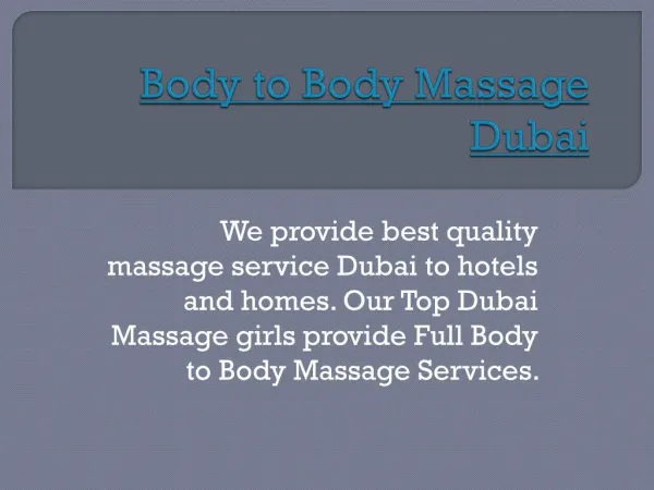 Dubai hotel massage