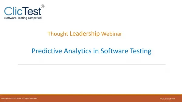 Thought Leadership Webinar - Predictive Analytics in Software Testing