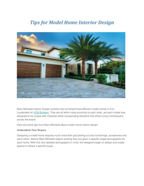 Tips for Model Home Interior Design