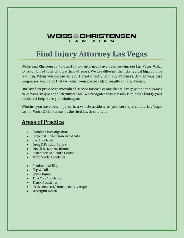 Find Injury Attorney Las Vegas