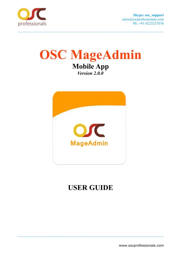 OSC MageAdmin Mobile App