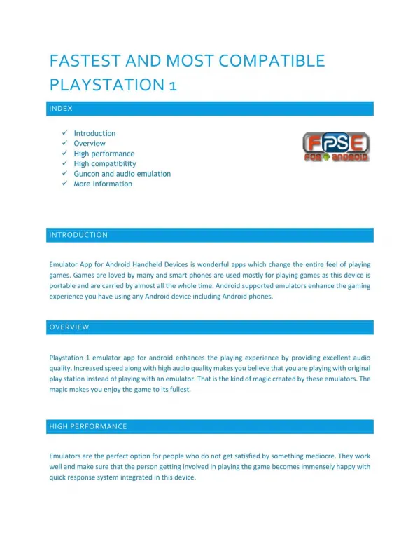 Fastest and Most Compatible Playstation 1 Emulator App
