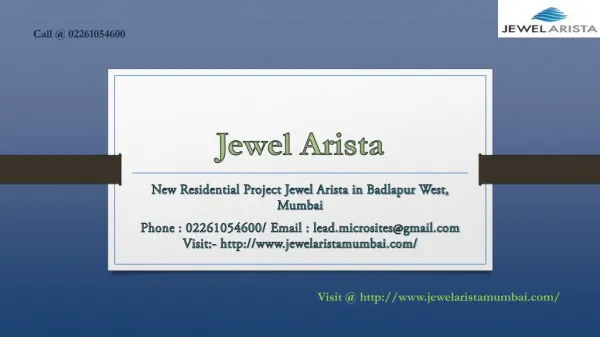 Jewel Arista - Badlapur West, Mumbai - Price, Review, Floor Plan - Call @ 02261054600