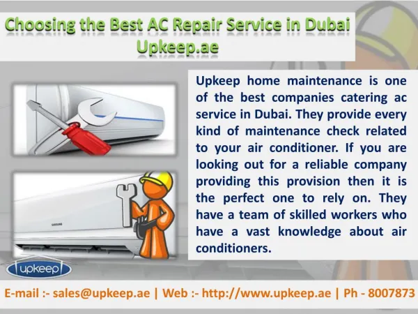 Choosing the Best AC Repair Service in Dubai - Upkeep.ae