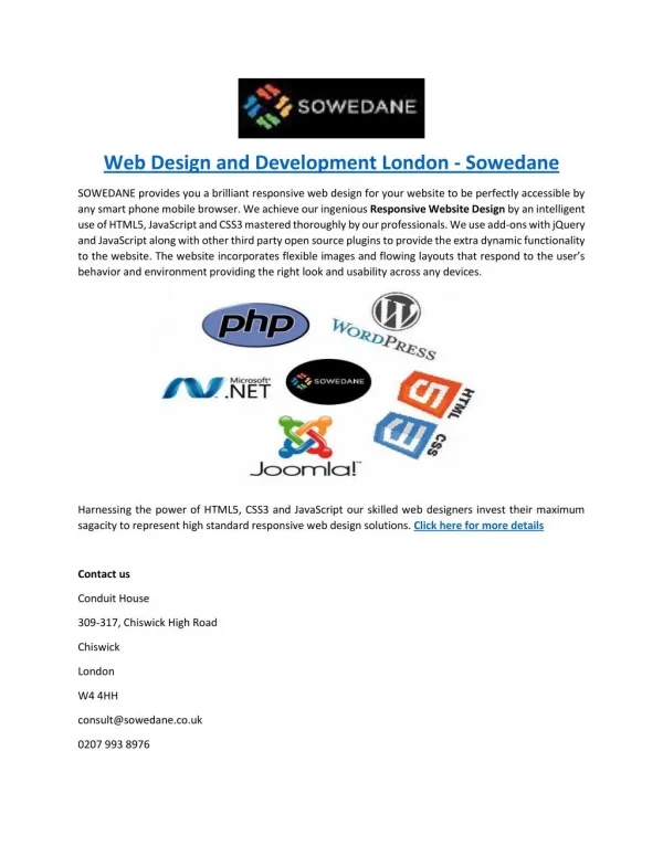 Web Design and Development London - Sowedane
