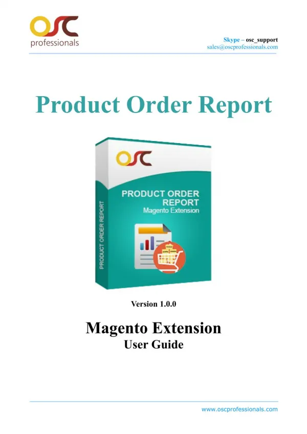 Product Order Report