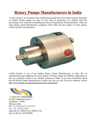 Rotary Pumps Manufacturers in India - slide 1