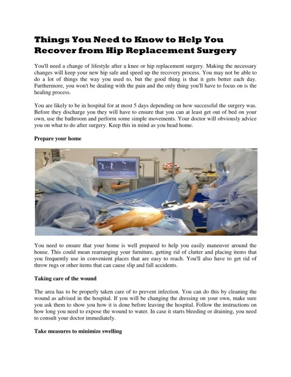 Things You Need to Know to Help You Recover from Hip Replacement Surgery