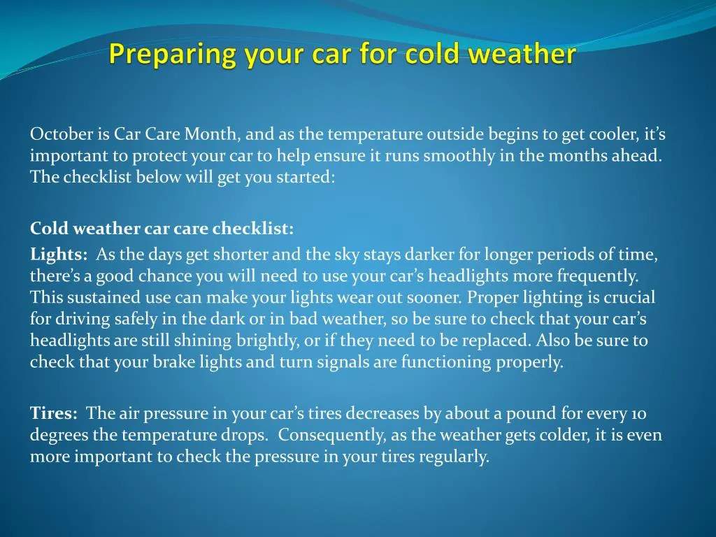 preparing your car for cold weather