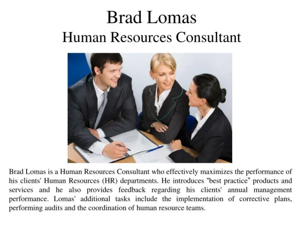 Brad Lomas Human Resources Consultant