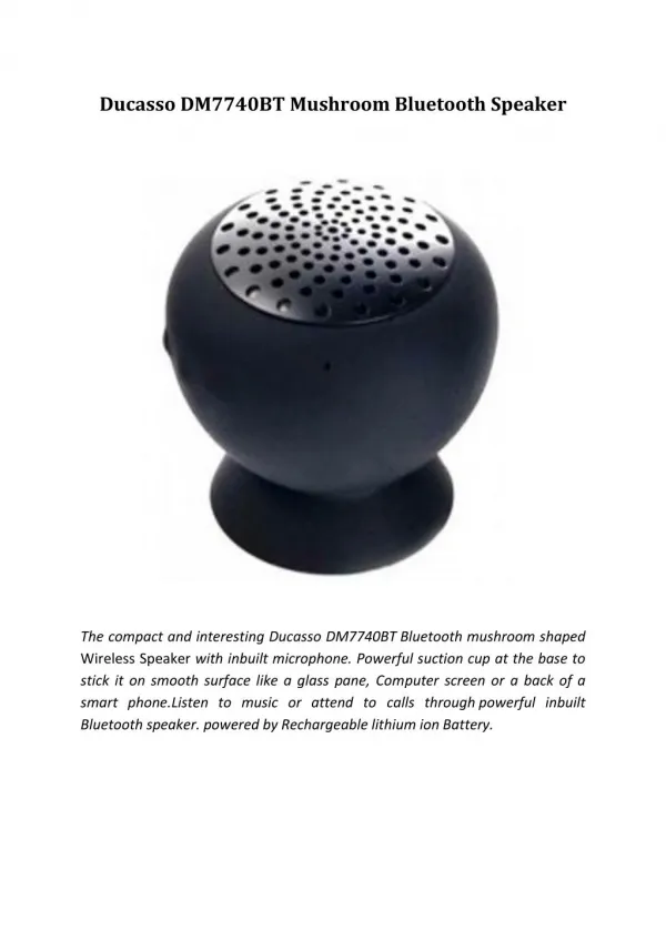 Ducasso DM7740BT Mushroom Bluetooth Speaker