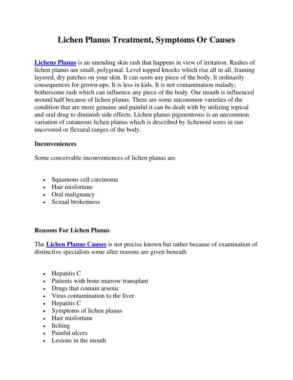 Lichen Planus Treatment Symptoms Causes
