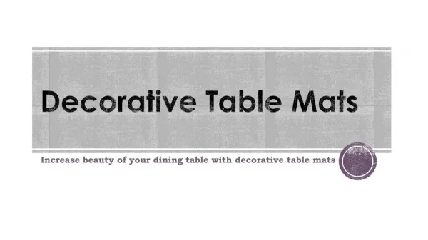 Decorative Table Mats Available Online at Lowest Price