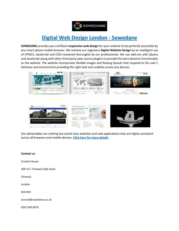 Digital Web Design London - Sowedane