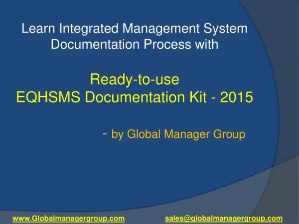 Revised EQHSMS Documentation Kit by Global Manager Group