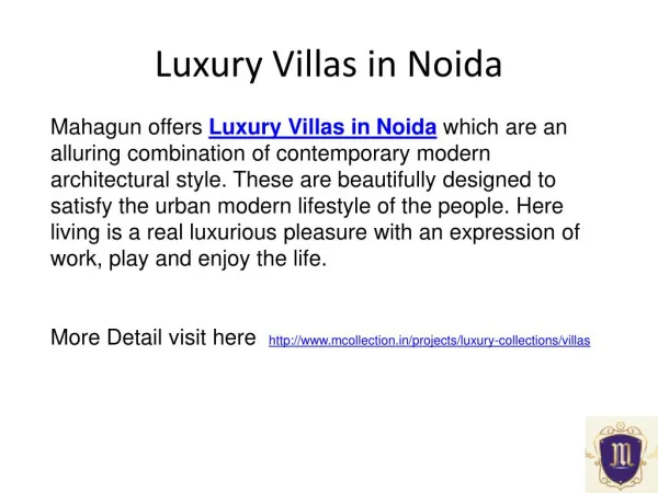 Mcollection luxury villas in noida