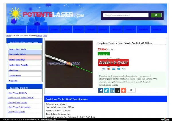Laser verde 200mW 532nm