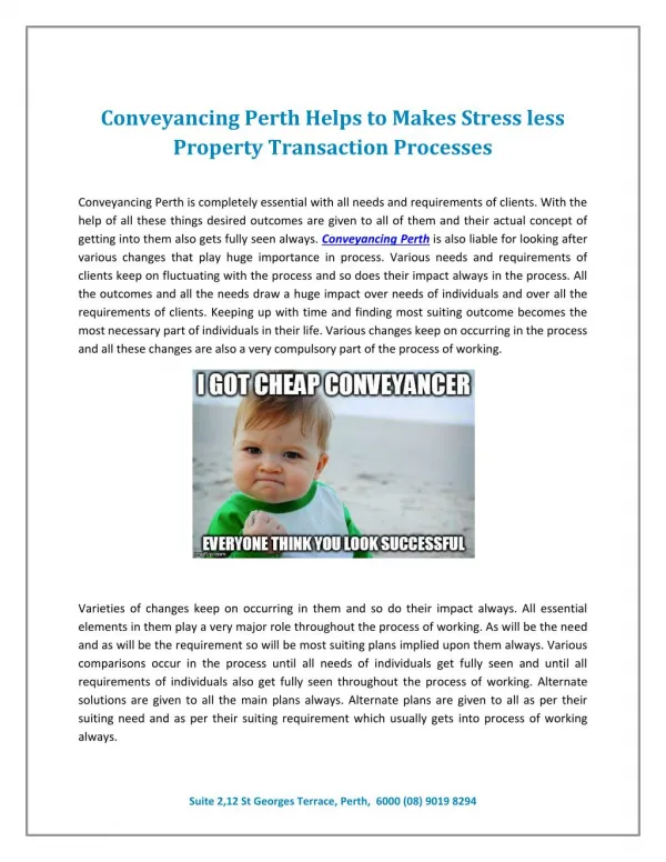 Conveyancing Perth Helps to Makes Stress less Property Transaction Processes