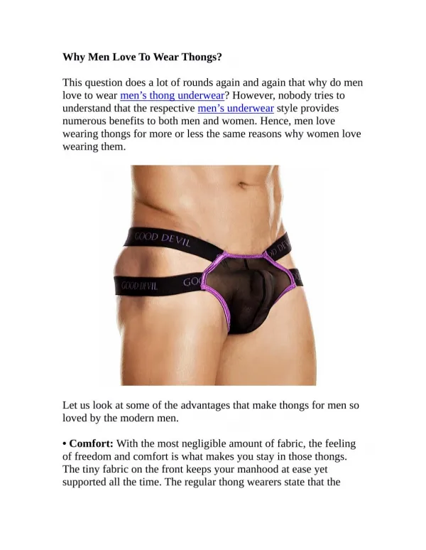 Why Men Love To Wear Thongs?