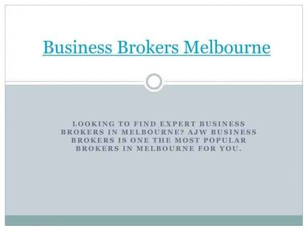 AJW Business Brokers Melbourne