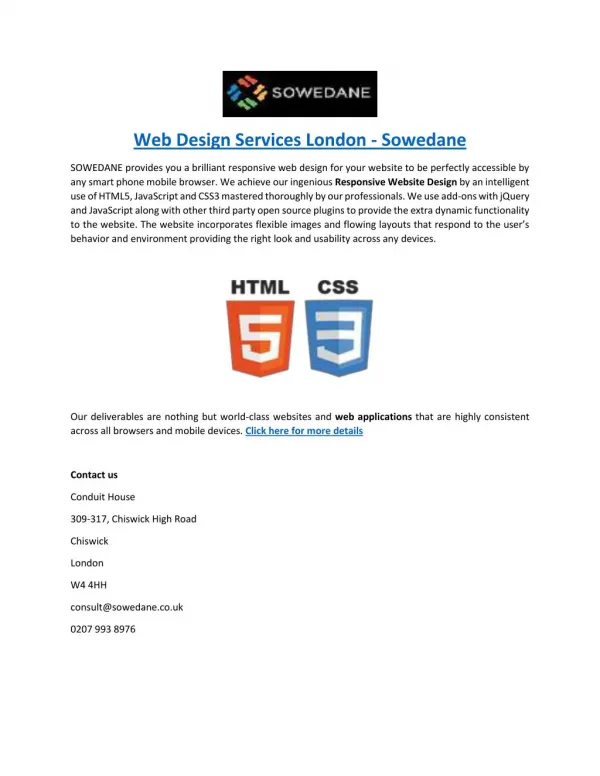 Web Design Services London - Sowedane