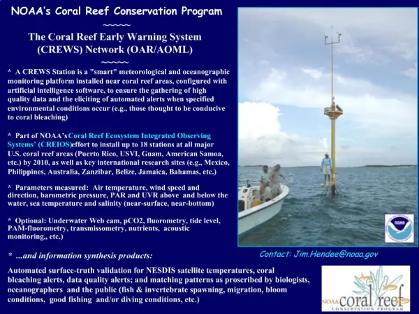 The Coral Reef Early Warning System CREWS Network OAR
