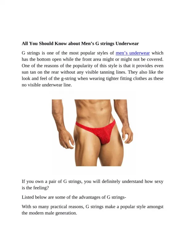 All You Should Know about Men's G strings Underwear