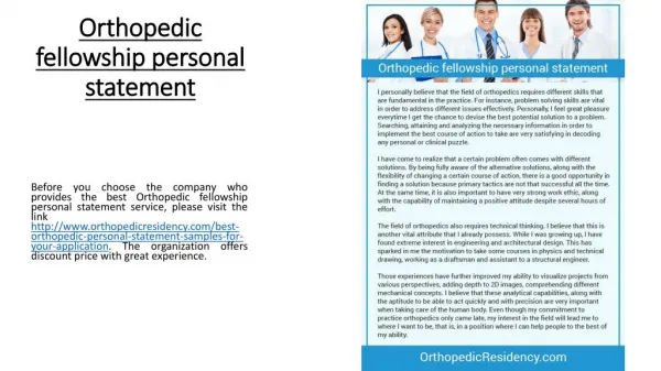Orthopedic fellowship personal statement