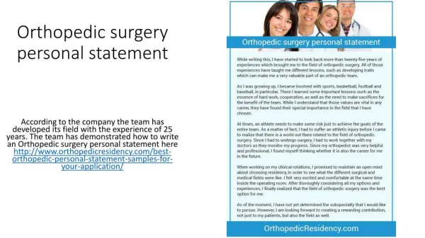 Orthopedic surgery personal statement