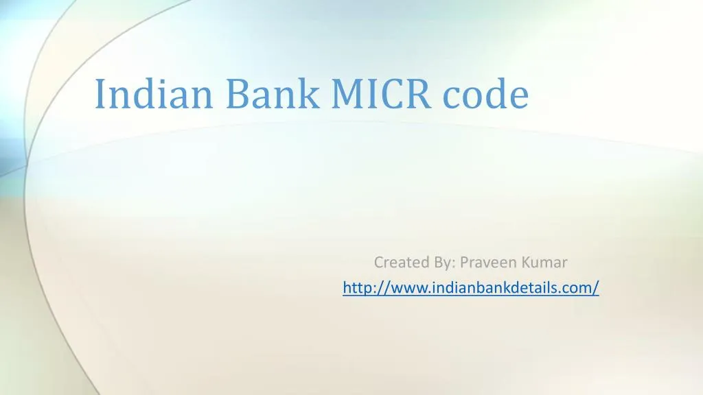 indian bank micr code