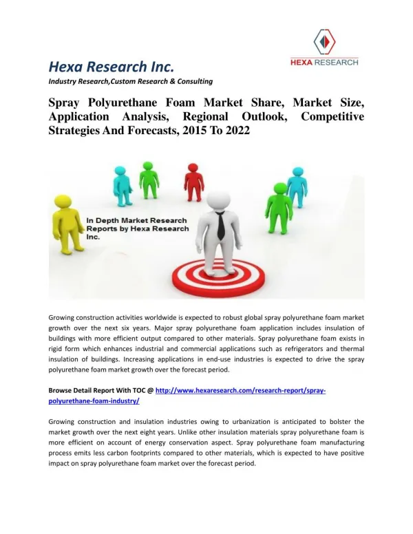 Spray Polyurethane Foam Market Share, Market Size, Application Analysis, Regional Outlook, Competitive Strategies And Fo