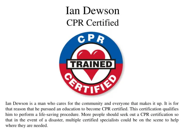 Ian Dewson CPR Certified