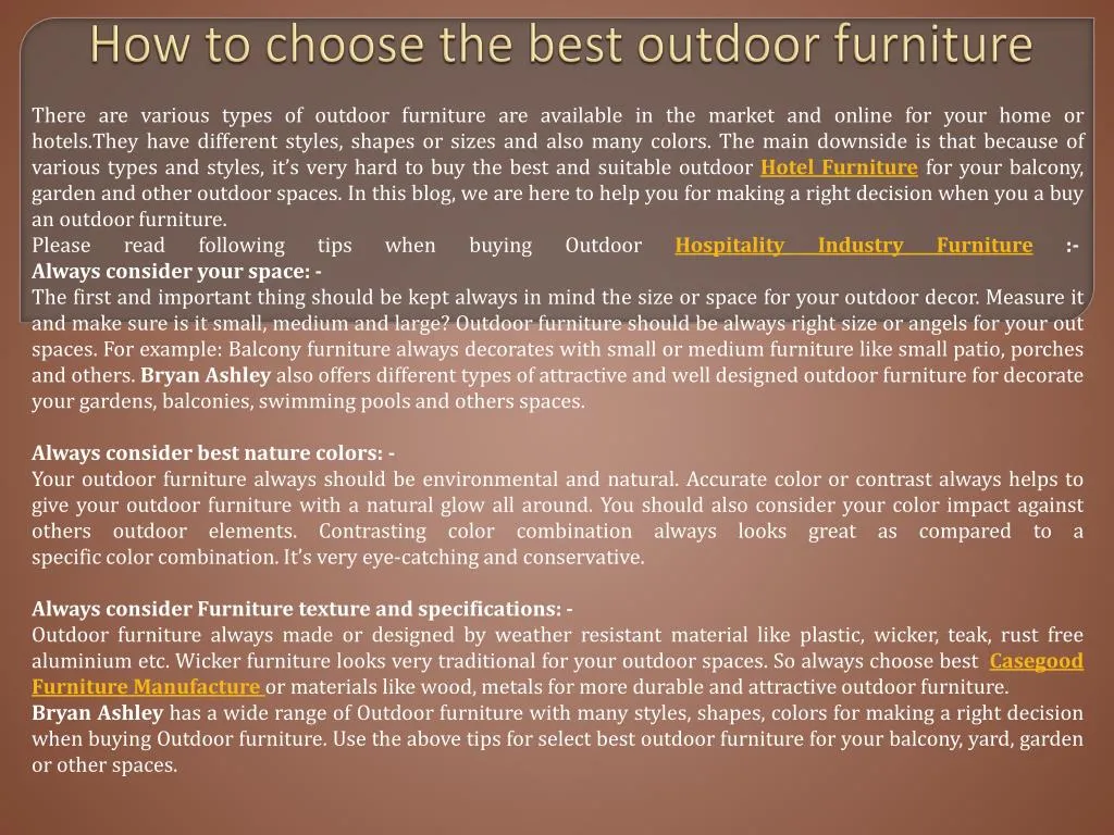 how to choose the best outdoor furniture