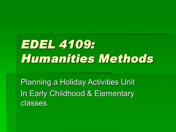 EDEL 4109: Humanities Methods