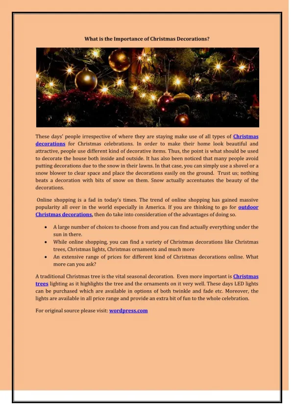 What is the Importance of Christmas Decorations?
