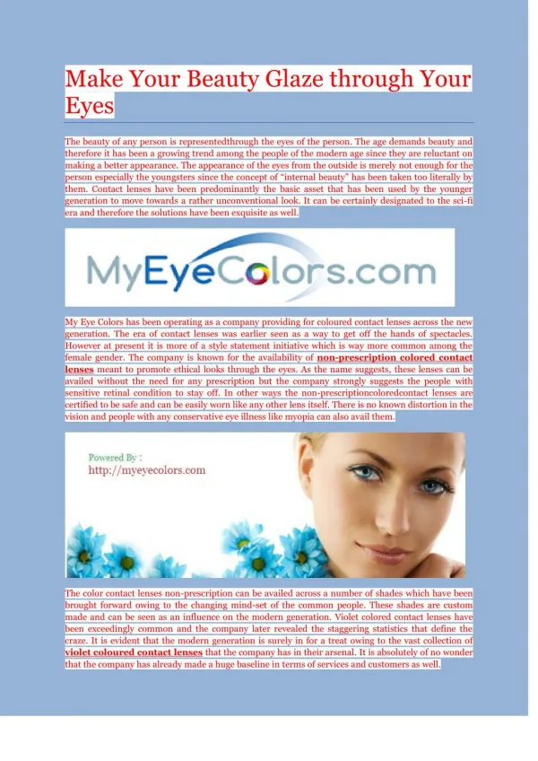 Buy Best Quality Non Prescription Colored Contact Lenses