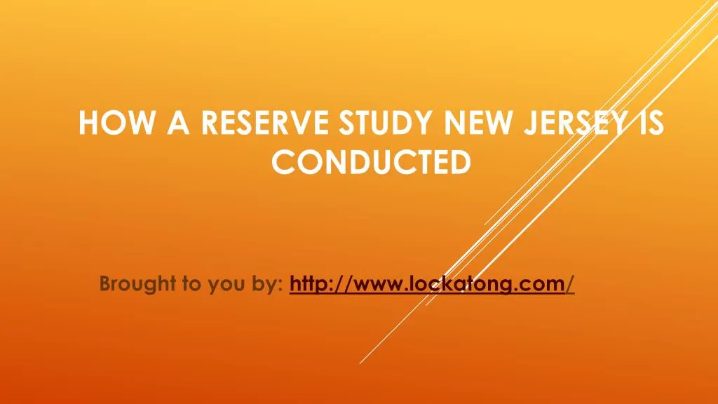 how a reserve study new jersey is conducted
