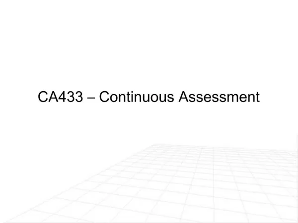 CA433 Continuous Assessment