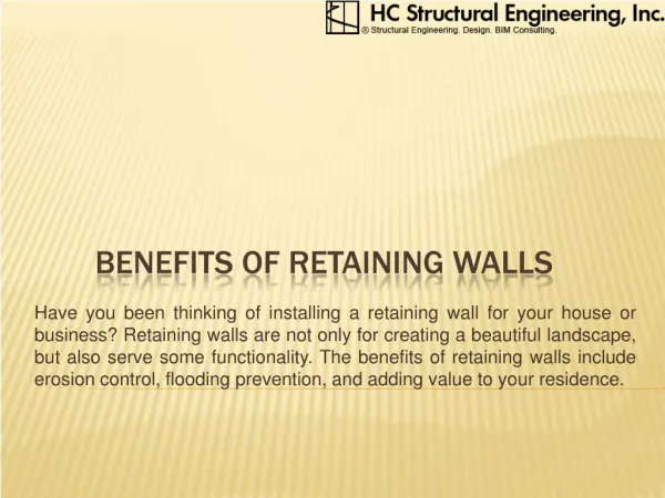 Benefits of Retaining walls