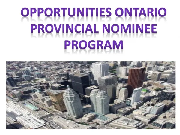 Opportunities Ontario Provincial Nominee Program