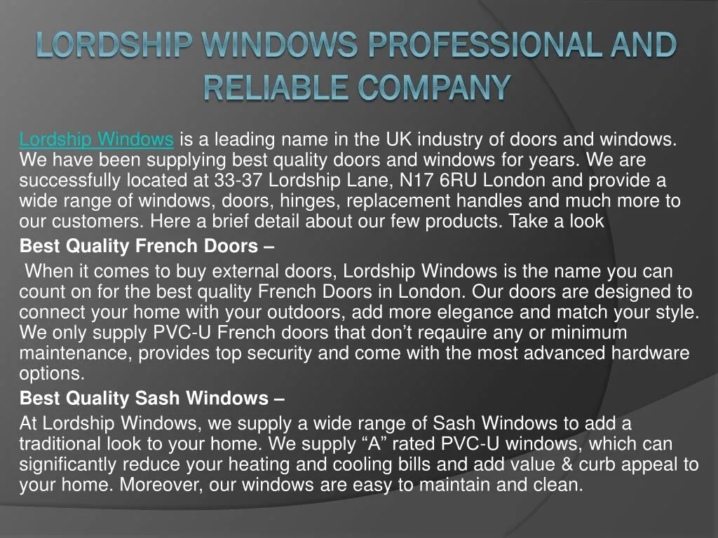 lordship windows professional and reliable company