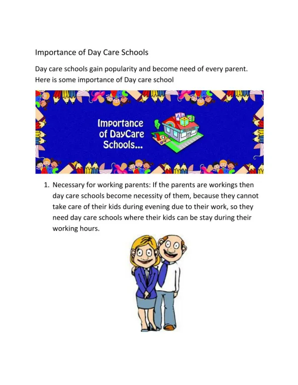 importance of day care schools