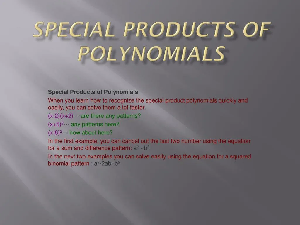 special products of polynomials