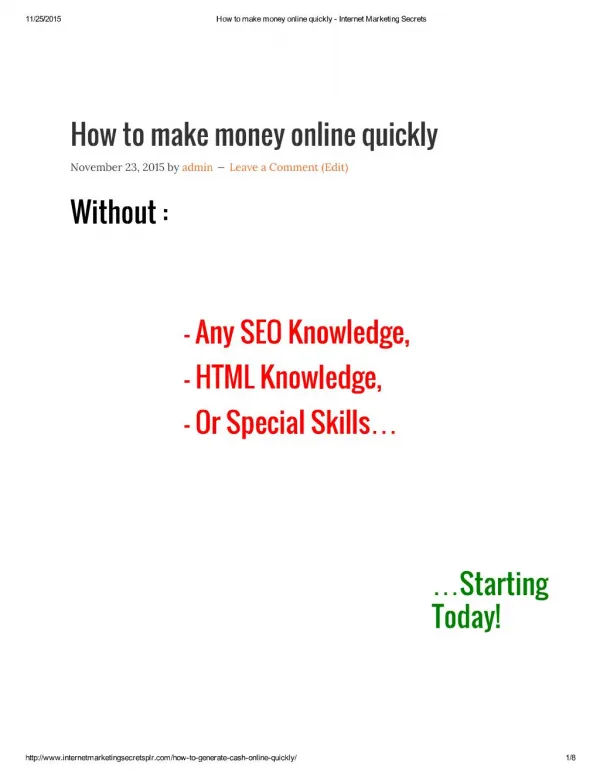 how to make money online quickly