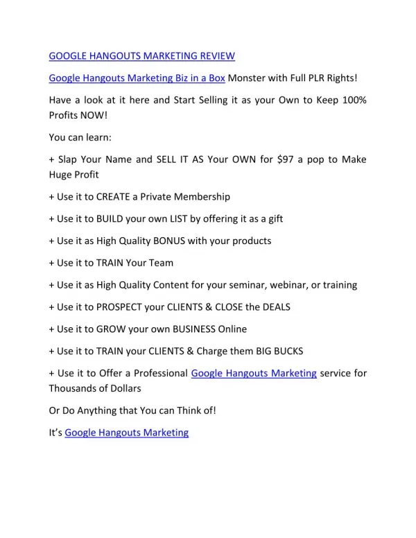 Google Hangouts Marketing Review