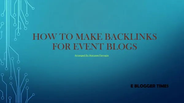 Make Backlinks For Event Blogs