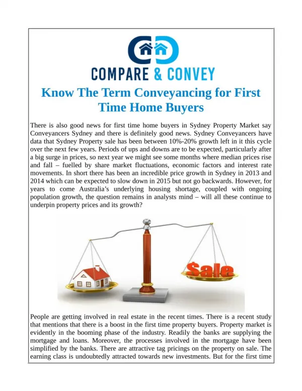 Know The Term Conveyancing for First Time Home Buyers