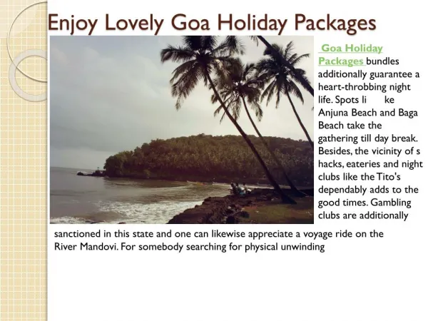 Enjoy lovely goa holiday packages