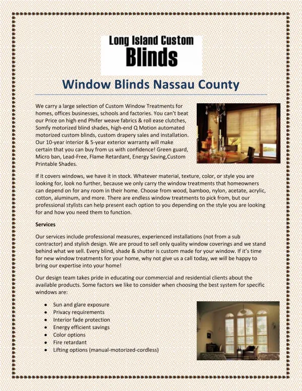 Window Blinds Nassau County